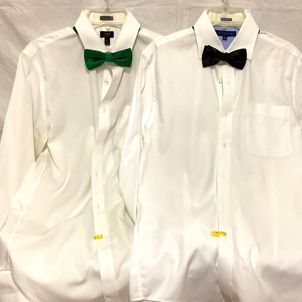 2-Men's White shirts+ 2-Bow ties